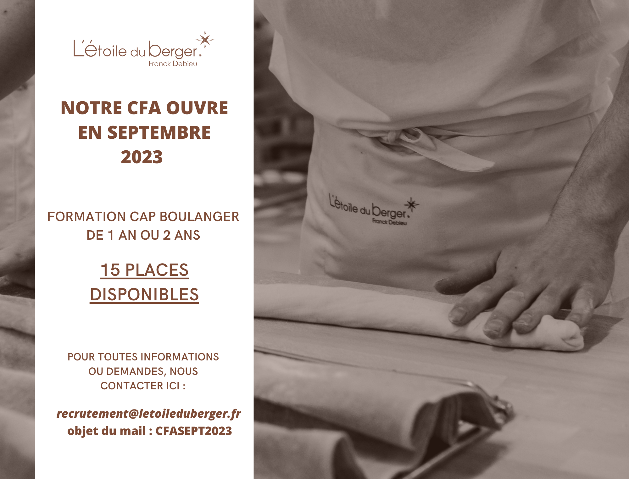 Lire la suite à propos de l’article OUVERTURE DE NOTRE CFA EN SEPTEMBRE 2023 – RECHERCHE D’APPRENTIS BOULANGERS H/F